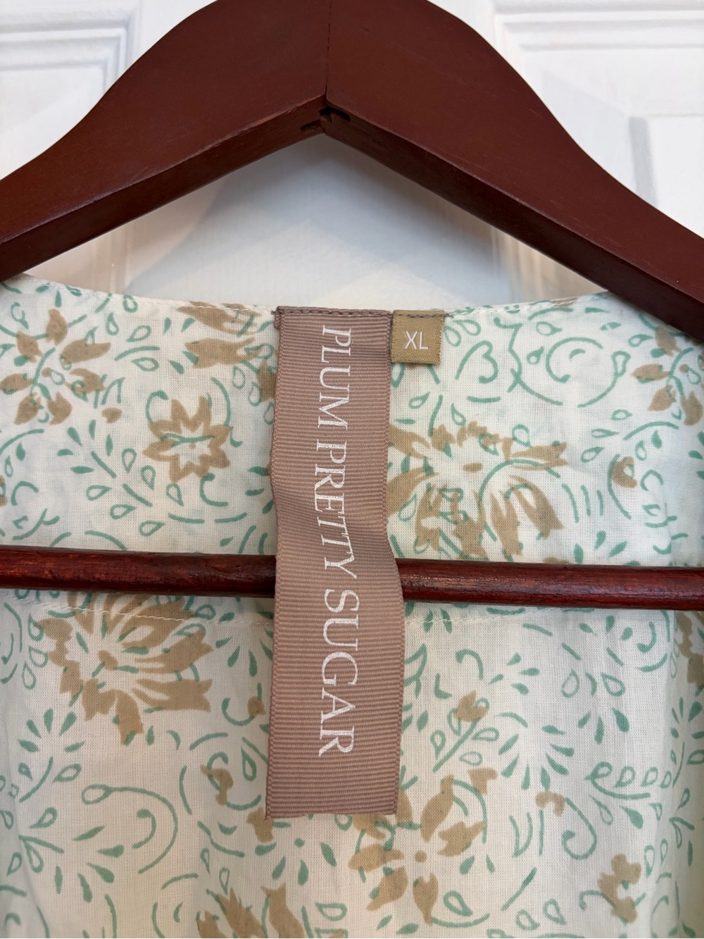 Pretty Plum Sugar Floral Green Cotton Robe XL - Picture 4 of 4